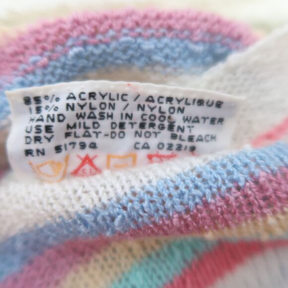 Vintage 70s Just Mort Cream Striped Knit Sweater Midi Dress M - Picture 6 of 6